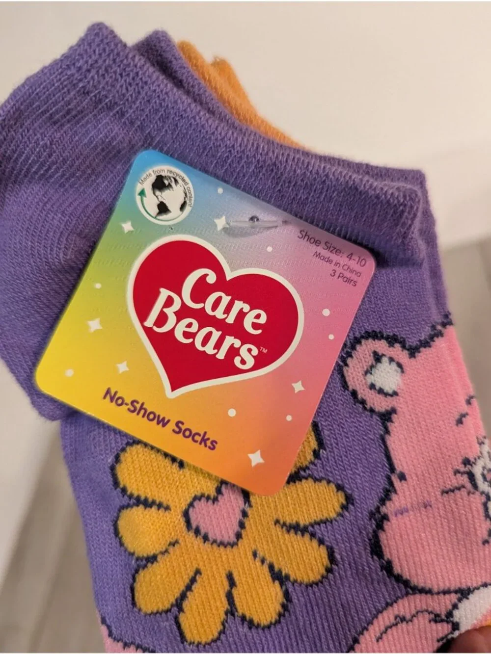 Care Bears Low Cut Socks Shoe Size 4-10 Set of 3 Pairs Purple